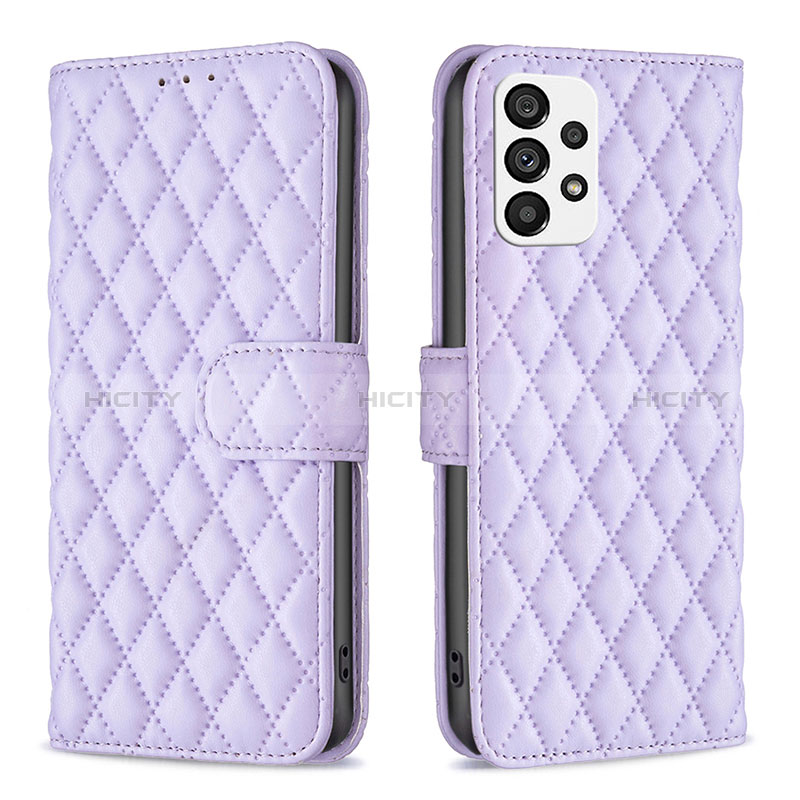 Leather Case Stands Flip Cover Holder B11F for Samsung Galaxy A73 5G Purple