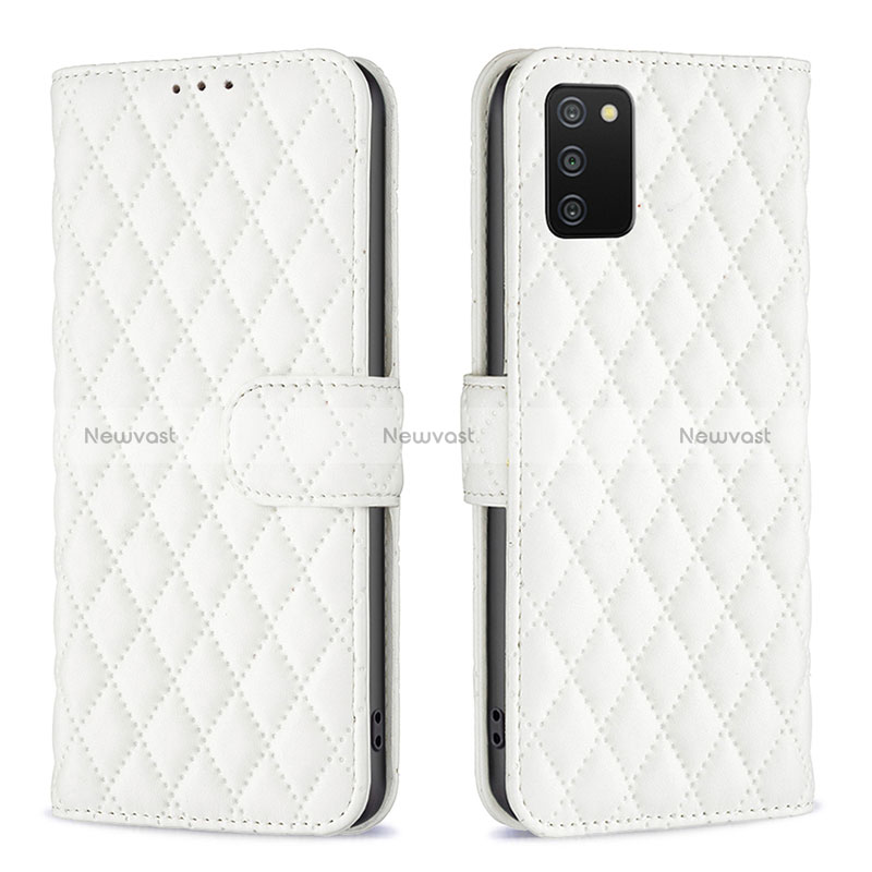 Leather Case Stands Flip Cover Holder B11F for Samsung Galaxy M02s White