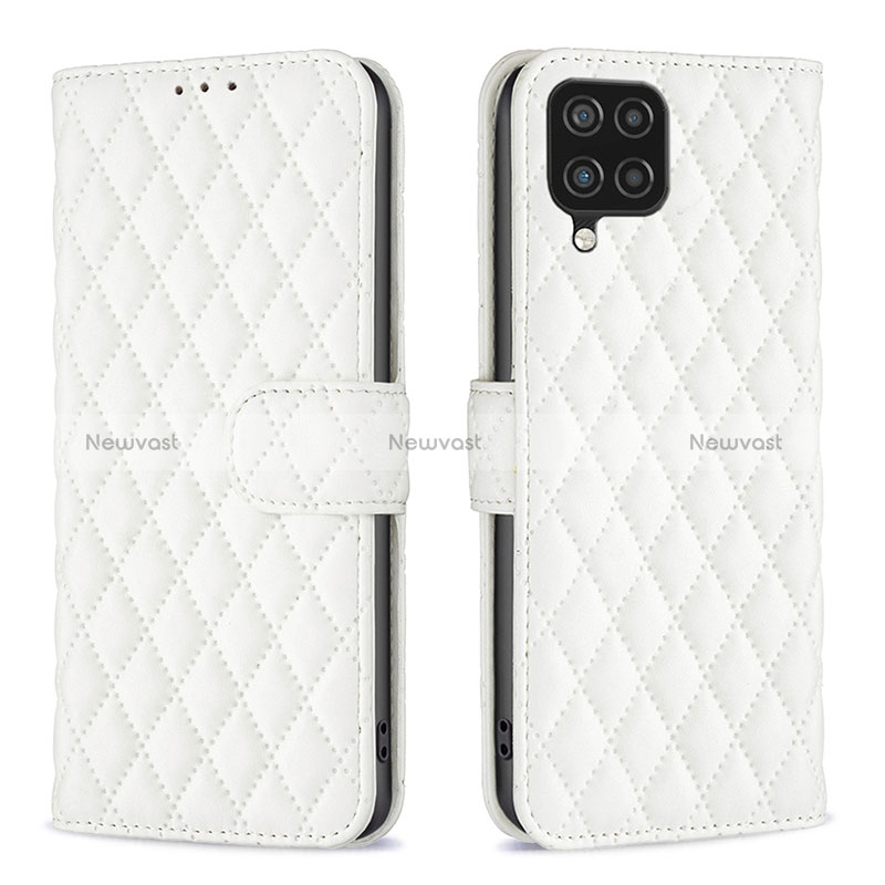 Leather Case Stands Flip Cover Holder B11F for Samsung Galaxy M12 White