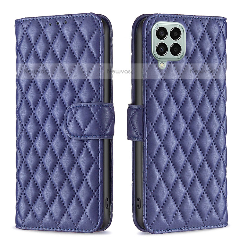 Leather Case Stands Flip Cover Holder B11F for Samsung Galaxy M33 5G Blue