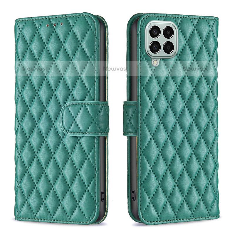 Leather Case Stands Flip Cover Holder B11F for Samsung Galaxy M33 5G Green