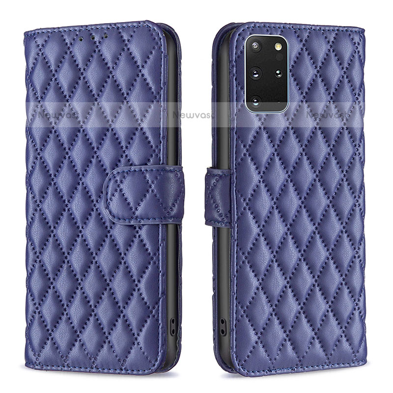 Leather Case Stands Flip Cover Holder B11F for Samsung Galaxy S20 Plus Blue