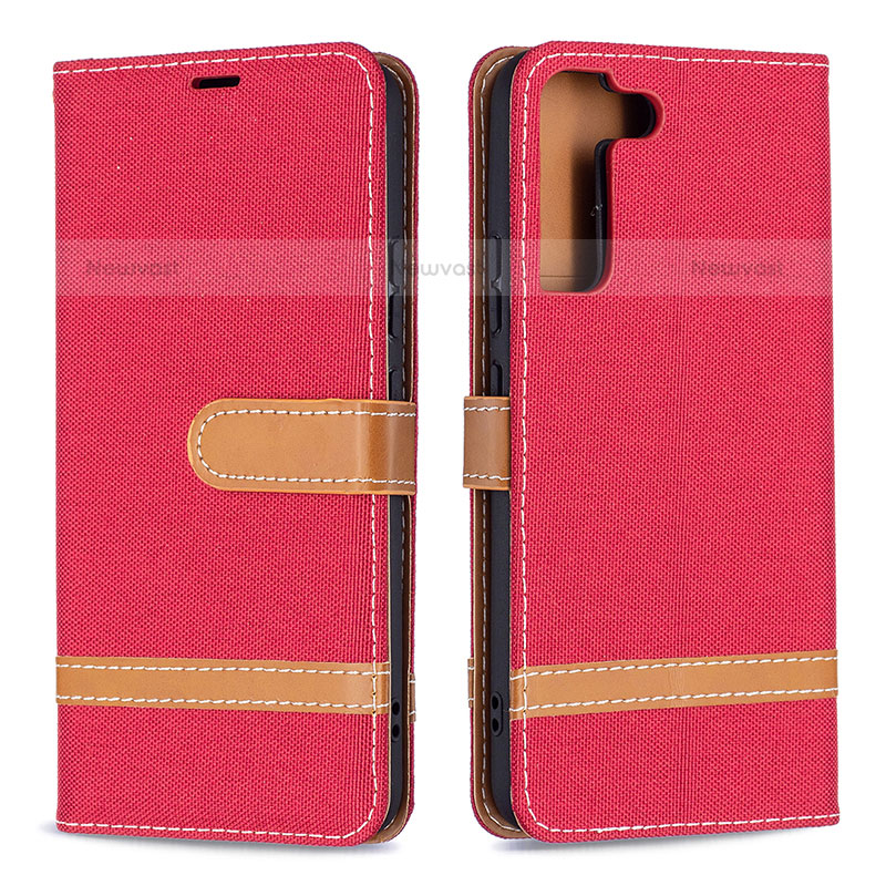 Leather Case Stands Flip Cover Holder B11F for Samsung Galaxy S21 5G Red