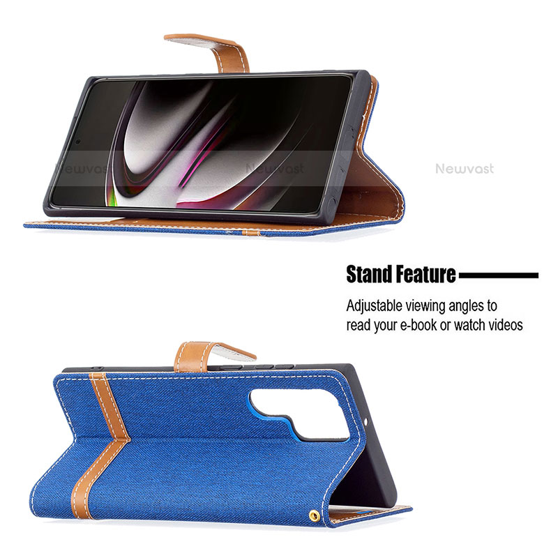 Leather Case Stands Flip Cover Holder B11F for Samsung Galaxy S22 Ultra 5G