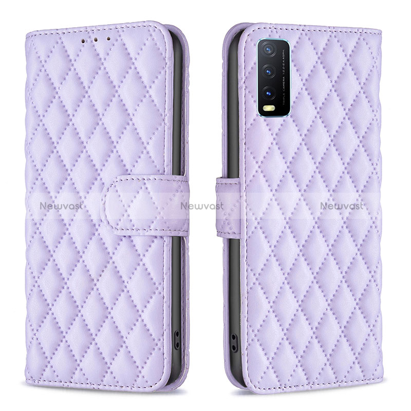 Leather Case Stands Flip Cover Holder B11F for Vivo Y20 (2021) Purple