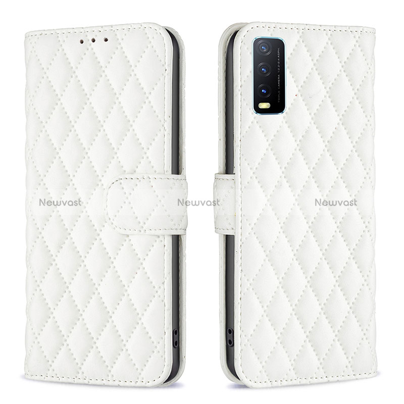 Leather Case Stands Flip Cover Holder B11F for Vivo Y20a White