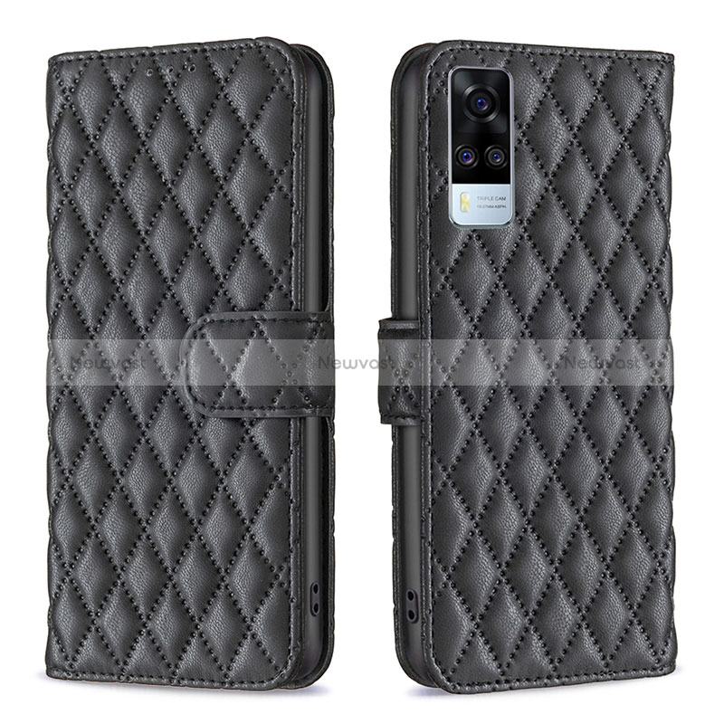 Leather Case Stands Flip Cover Holder B11F for Vivo Y53s 4G Black