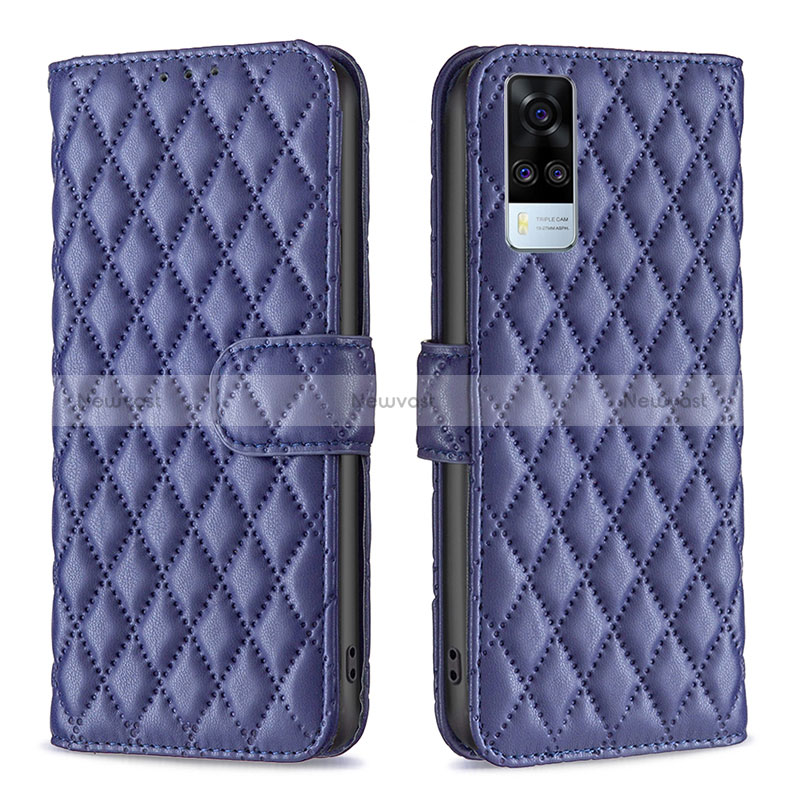 Leather Case Stands Flip Cover Holder B11F for Vivo Y53s NFC Blue