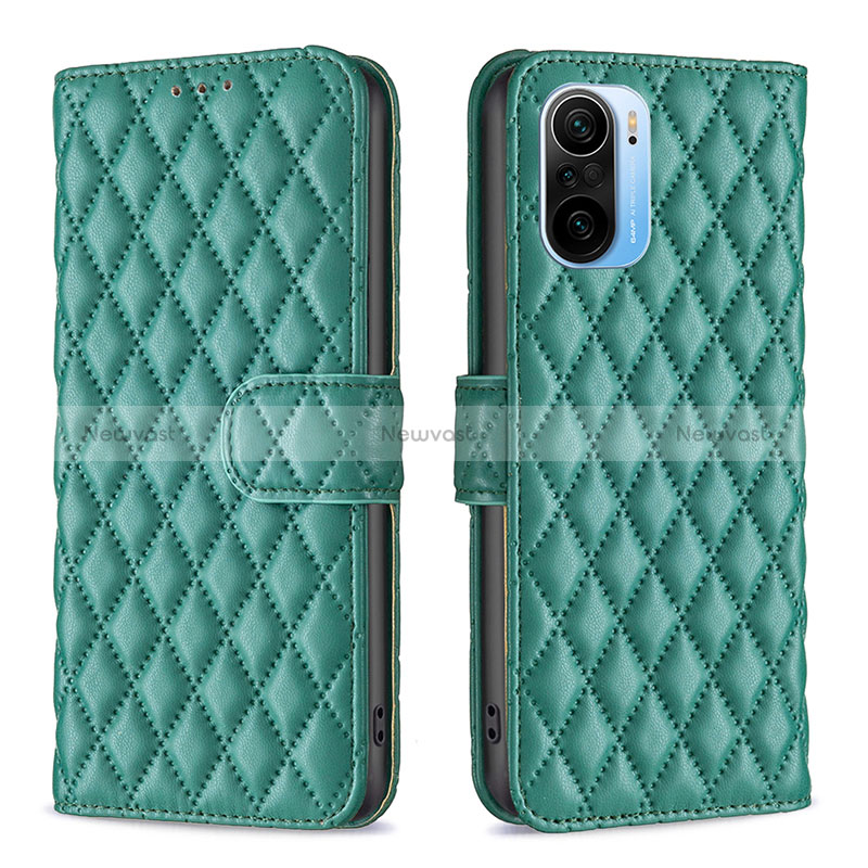 Leather Case Stands Flip Cover Holder B11F for Xiaomi Mi 11i 5G Green