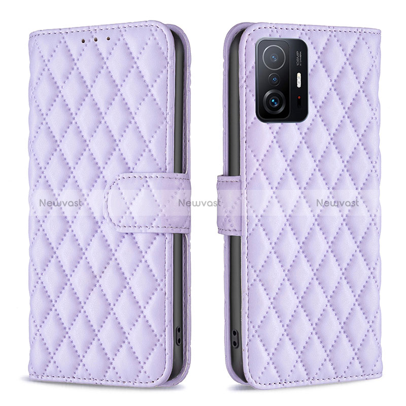 Leather Case Stands Flip Cover Holder B11F for Xiaomi Mi 11T 5G Purple