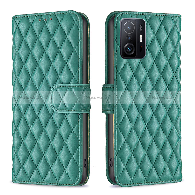 Leather Case Stands Flip Cover Holder B11F for Xiaomi Mi 11T Pro 5G Green