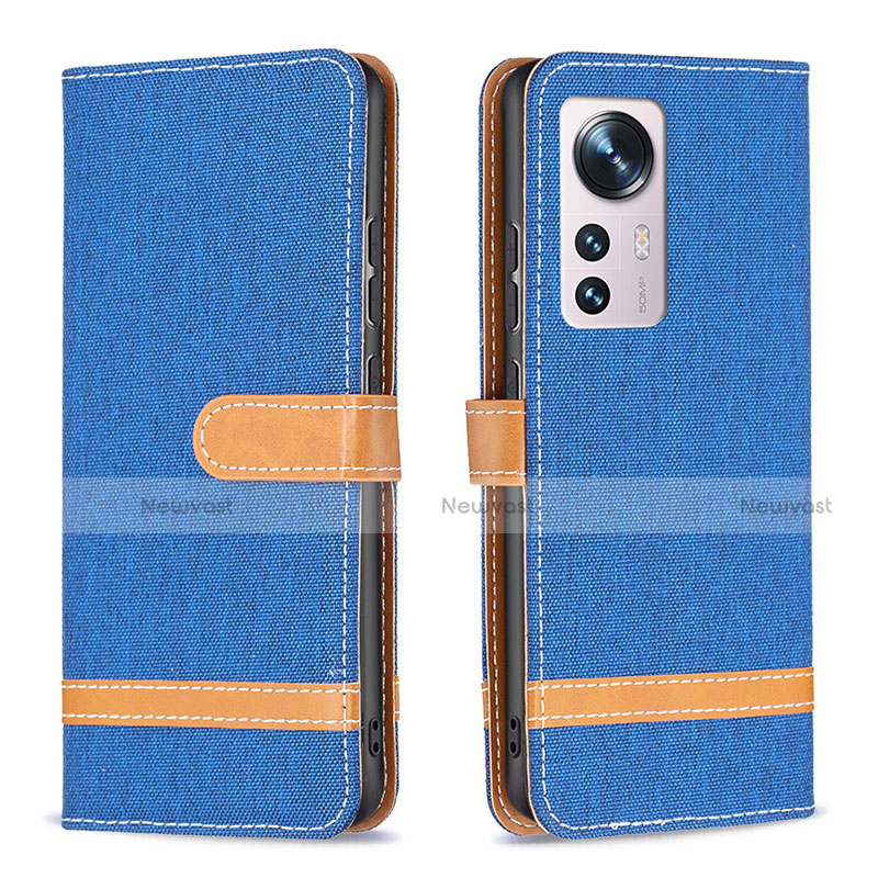 Leather Case Stands Flip Cover Holder B11F for Xiaomi Mi 12 5G Blue