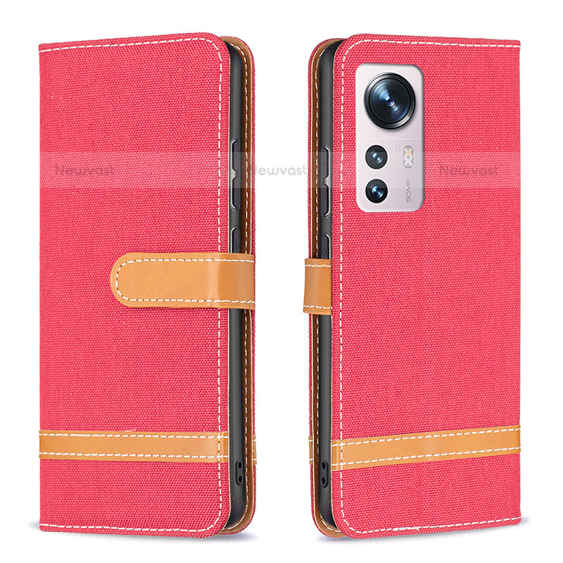 Leather Case Stands Flip Cover Holder B11F for Xiaomi Mi 12 Pro 5G Red