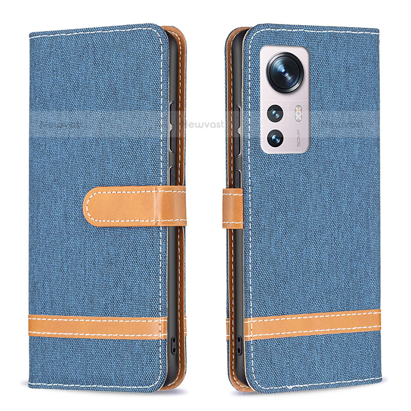 Leather Case Stands Flip Cover Holder B11F for Xiaomi Mi 12 Pro 5G Sky Blue