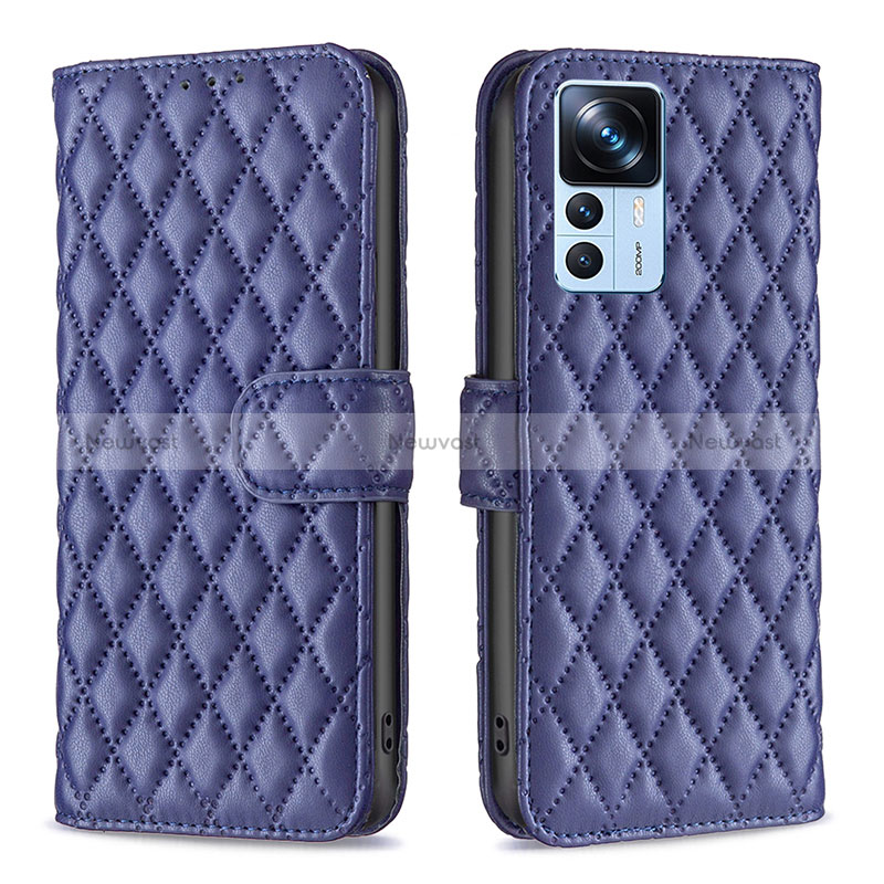 Leather Case Stands Flip Cover Holder B11F for Xiaomi Mi 12T 5G Blue