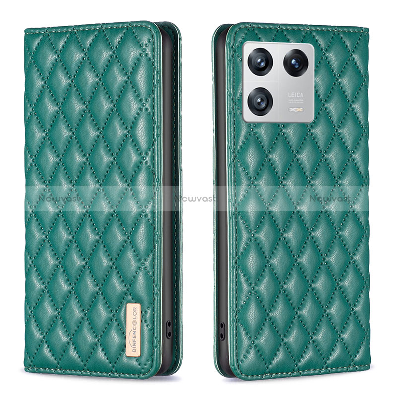 Leather Case Stands Flip Cover Holder B11F for Xiaomi Mi 13 Pro 5G Green