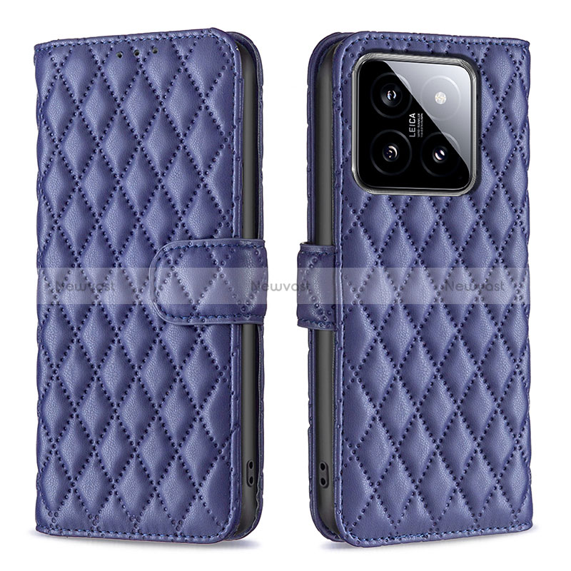 Leather Case Stands Flip Cover Holder B11F for Xiaomi Mi 14 Pro 5G Blue