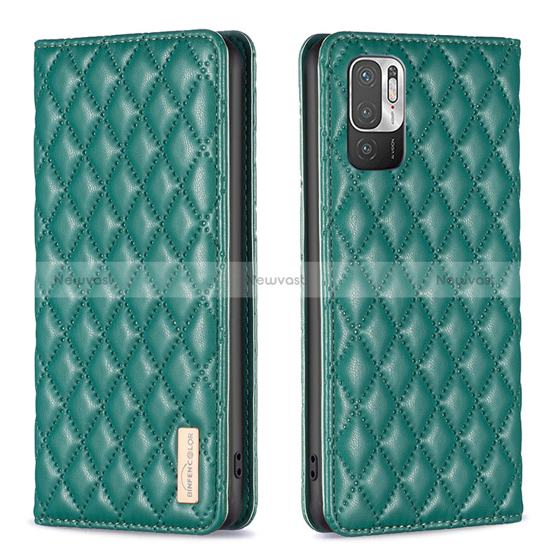 Leather Case Stands Flip Cover Holder B11F for Xiaomi POCO M3 Pro 5G Green