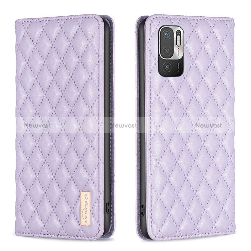 Leather Case Stands Flip Cover Holder B11F for Xiaomi POCO M3 Pro 5G Purple