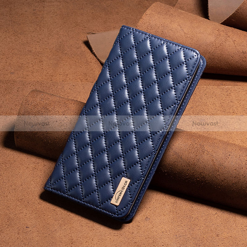 Leather Case Stands Flip Cover Holder B11F for Xiaomi Poco X5 5G Blue