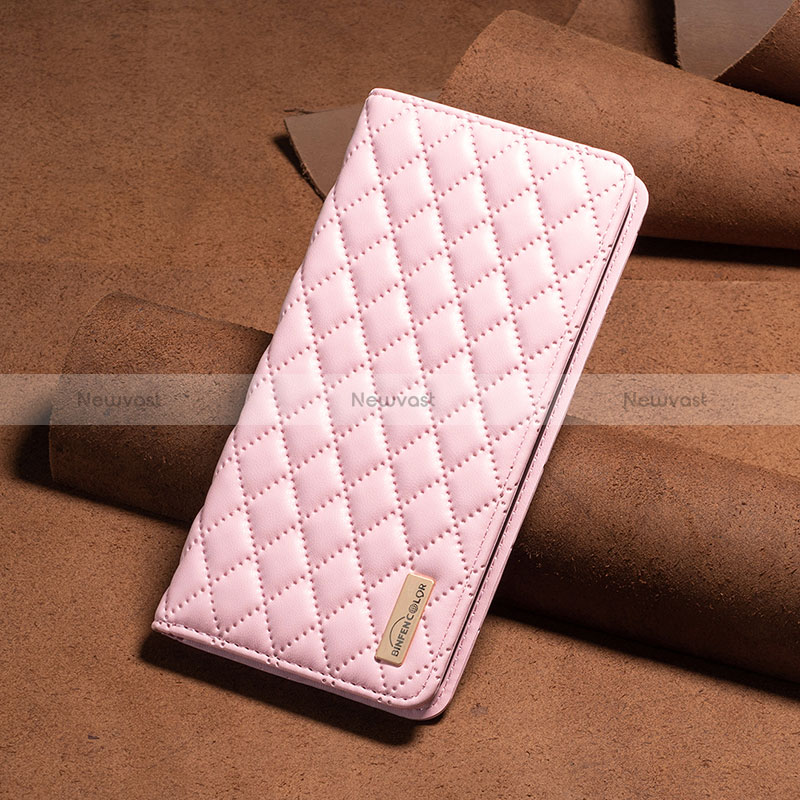 Leather Case Stands Flip Cover Holder B11F for Xiaomi Poco X5 5G Rose Gold