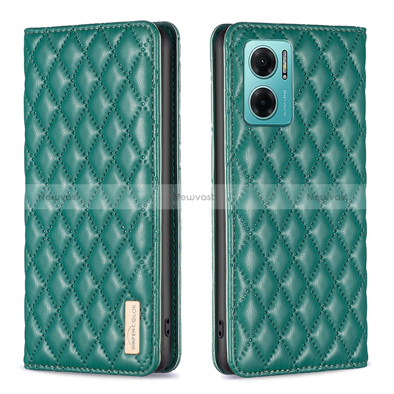 Leather Case Stands Flip Cover Holder B11F for Xiaomi Redmi 10 5G Green