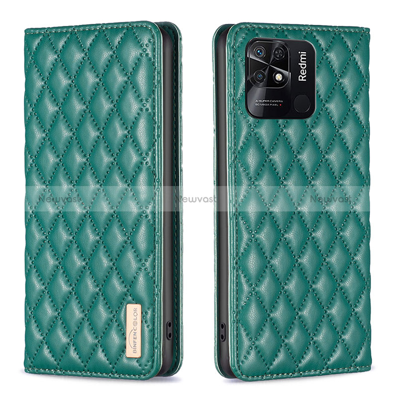 Leather Case Stands Flip Cover Holder B11F for Xiaomi Redmi 10 India