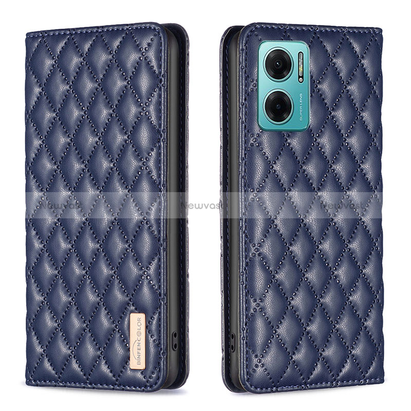 Leather Case Stands Flip Cover Holder B11F for Xiaomi Redmi 11 Prime 5G Blue