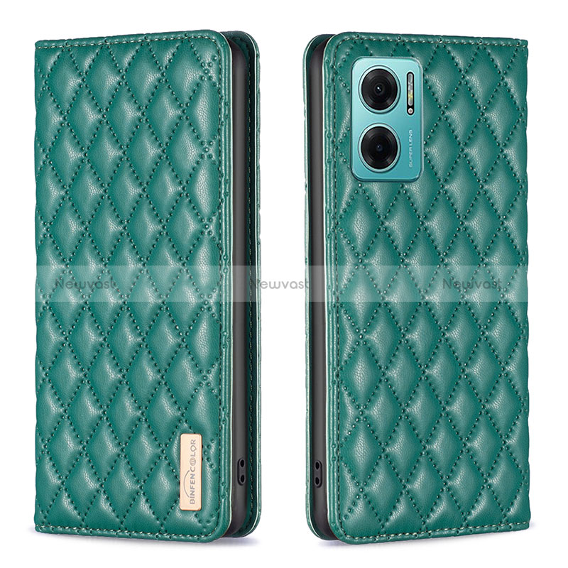 Leather Case Stands Flip Cover Holder B11F for Xiaomi Redmi 11 Prime 5G Green
