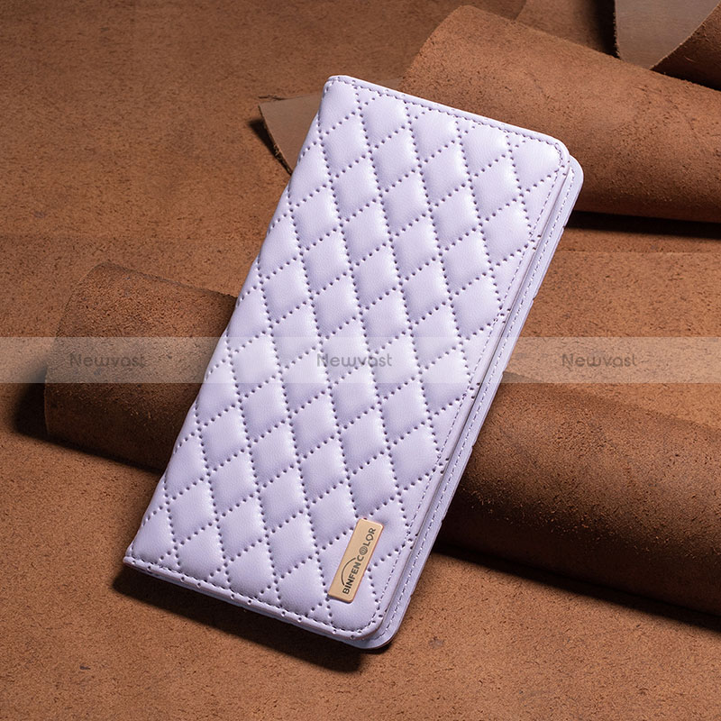 Leather Case Stands Flip Cover Holder B11F for Xiaomi Redmi 12C 4G Purple