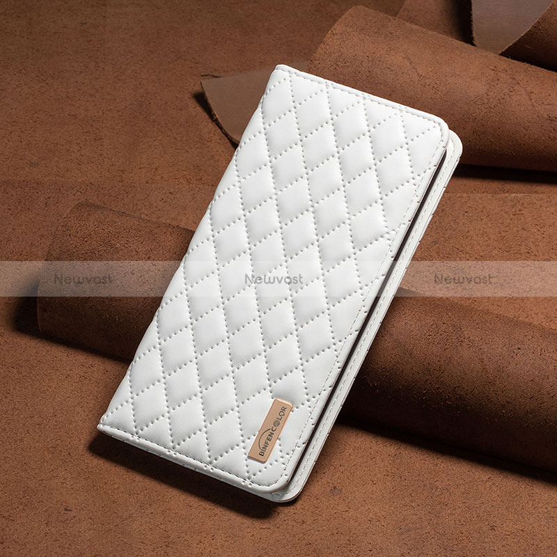 Leather Case Stands Flip Cover Holder B11F for Xiaomi Redmi Note 12 5G White