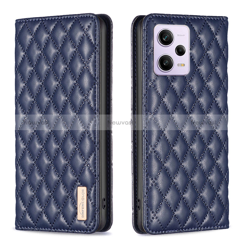 Leather Case Stands Flip Cover Holder B11F for Xiaomi Redmi Note 12 Explorer Blue