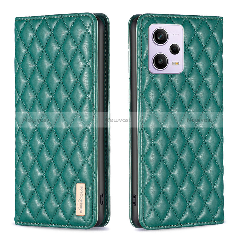 Leather Case Stands Flip Cover Holder B11F for Xiaomi Redmi Note 12 Explorer Green