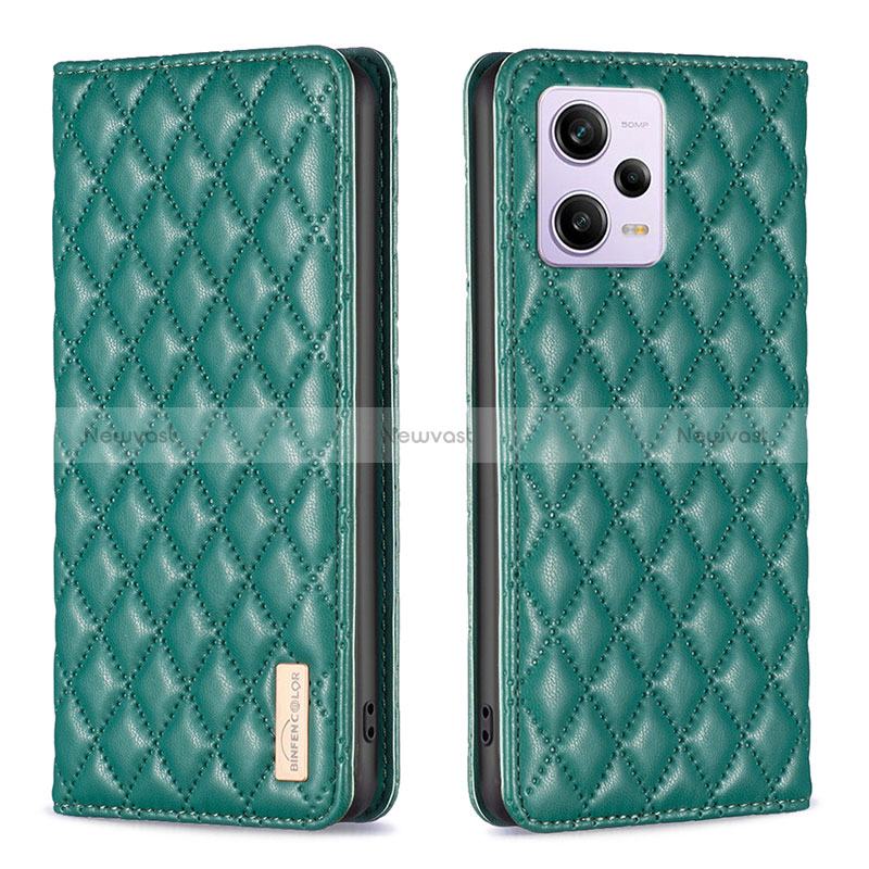 Leather Case Stands Flip Cover Holder B11F for Xiaomi Redmi Note 12 Pro+ Plus 5G Green