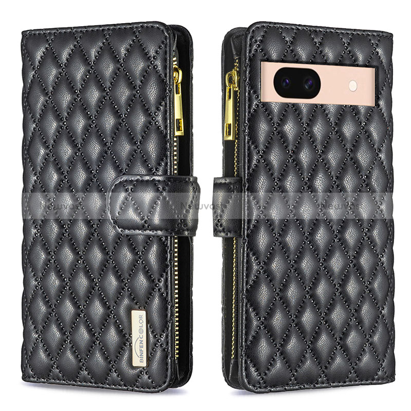 Leather Case Stands Flip Cover Holder B12F for Google Pixel 8a 5G Black