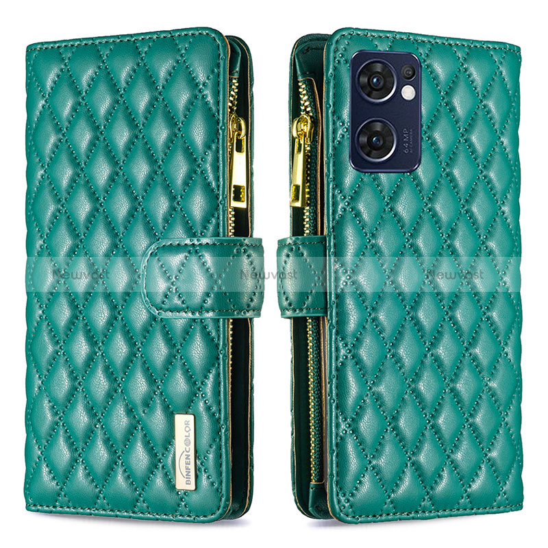 Leather Case Stands Flip Cover Holder B12F for OnePlus Nord CE 2 5G Green