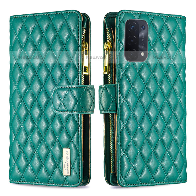 Leather Case Stands Flip Cover Holder B12F for OnePlus Nord N200 5G Green