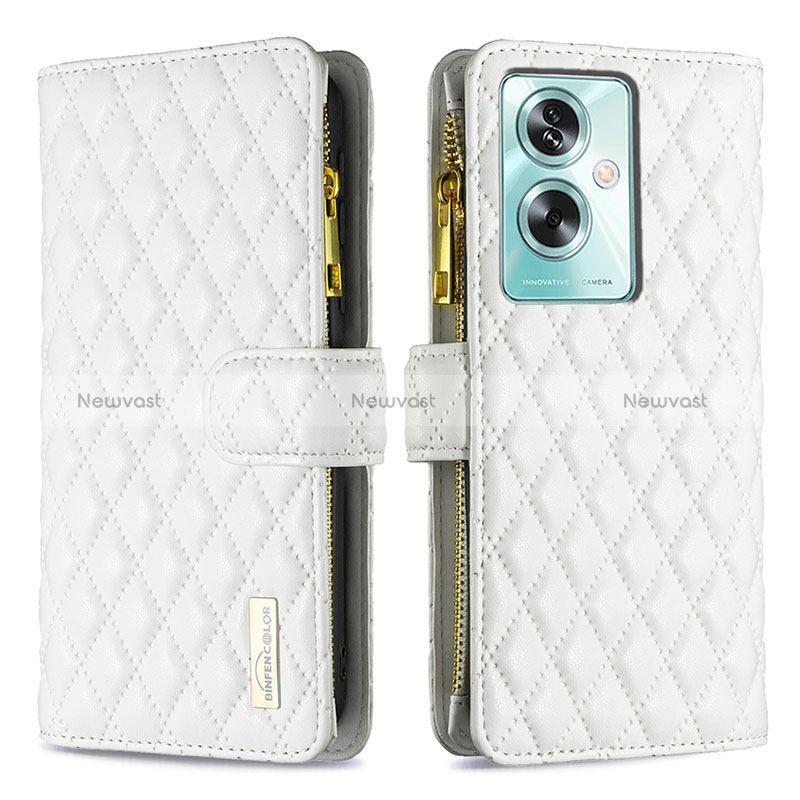 Leather Case Stands Flip Cover Holder B12F for Oppo A2 5G White