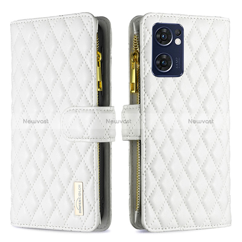 Leather Case Stands Flip Cover Holder B12F for Oppo Find X5 Lite 5G White