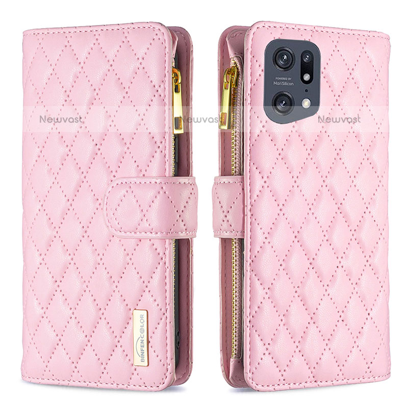 Leather Case Stands Flip Cover Holder B12F for Oppo Find X5 Pro 5G