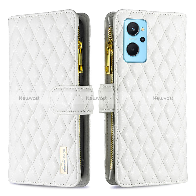 Leather Case Stands Flip Cover Holder B12F for Oppo K10 4G White