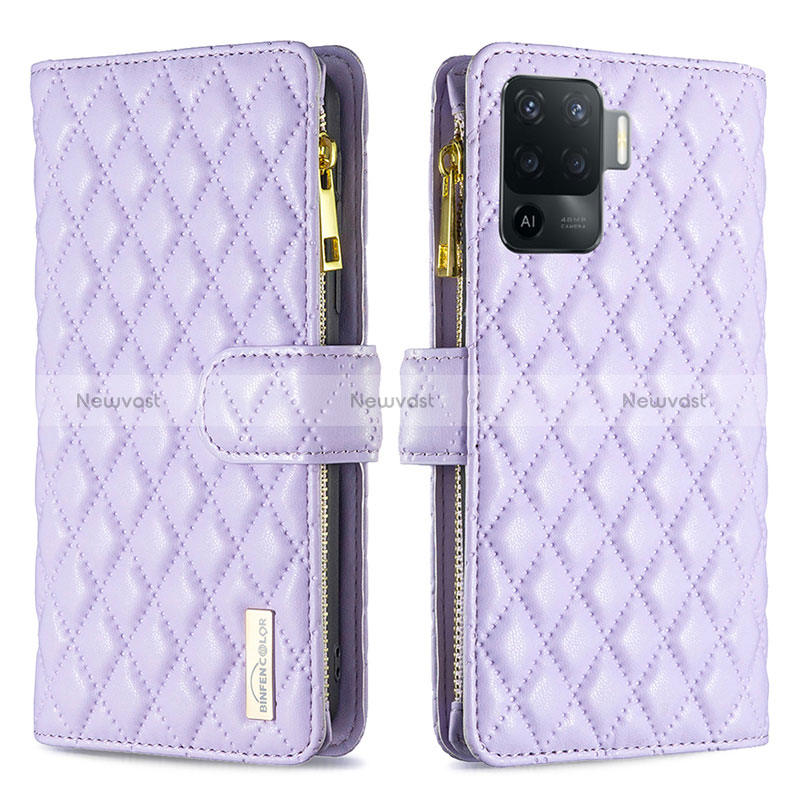 Leather Case Stands Flip Cover Holder B12F for Oppo Reno5 F