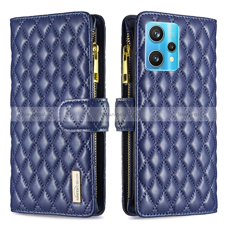 Leather Case Stands Flip Cover Holder B12F for Realme 9 4G Blue