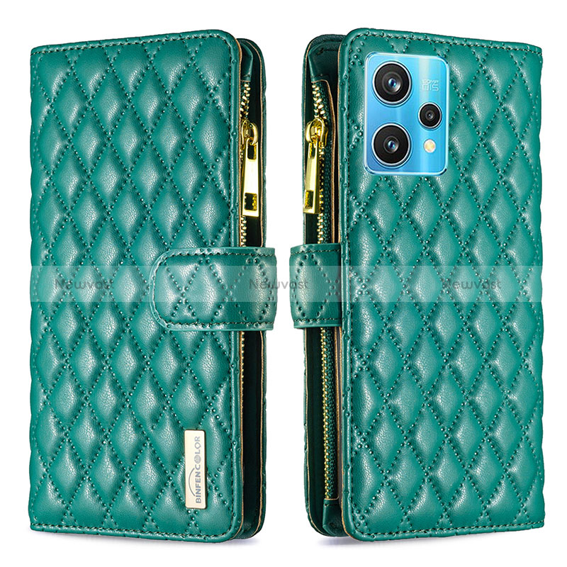 Leather Case Stands Flip Cover Holder B12F for Realme 9 Pro+ Plus 5G Green