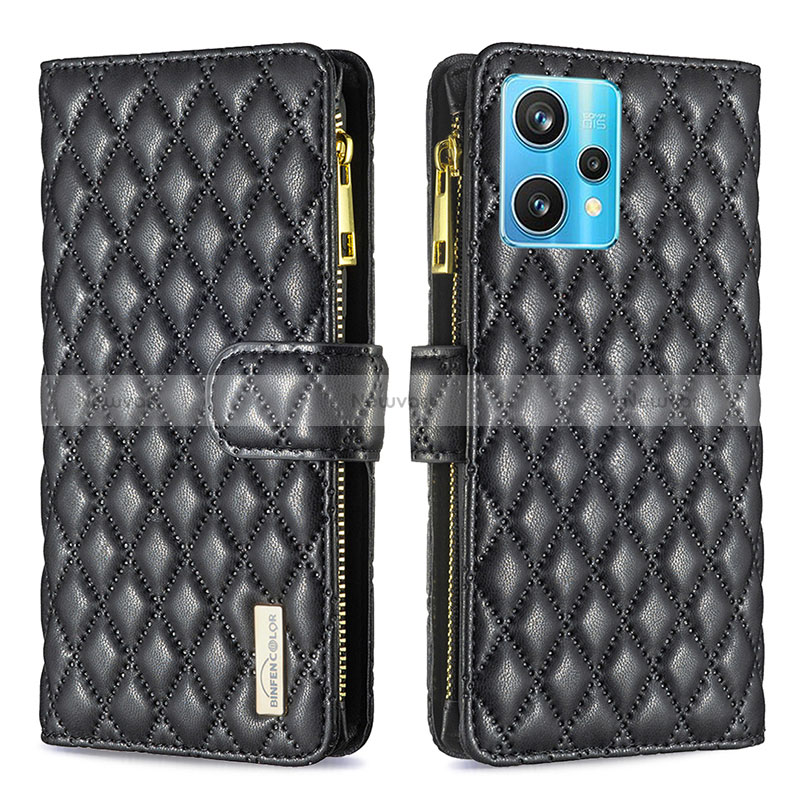 Leather Case Stands Flip Cover Holder B12F for Realme Narzo 50 Pro 5G Black