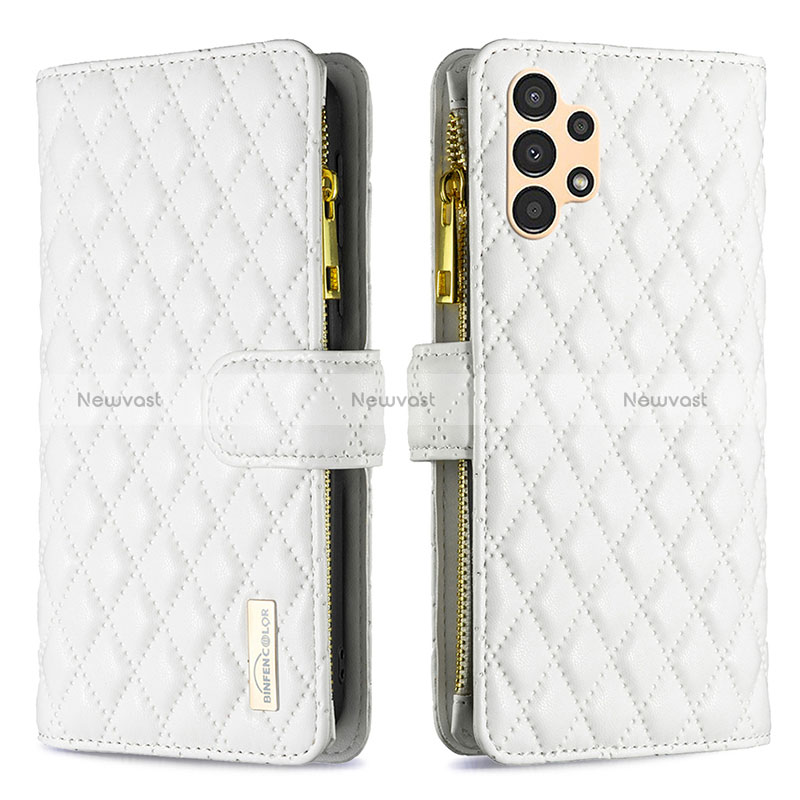 Leather Case Stands Flip Cover Holder B12F for Samsung Galaxy A13 4G White