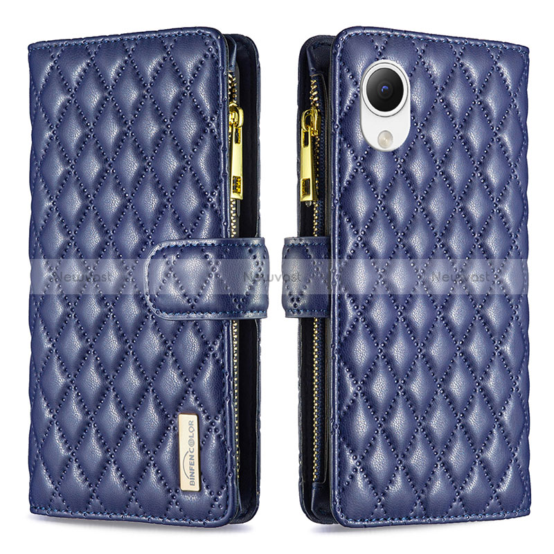 Leather Case Stands Flip Cover Holder B12F for Samsung Galaxy A23e 5G Blue