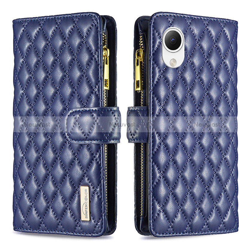 Leather Case Stands Flip Cover Holder B12F for Samsung Galaxy A23s Blue