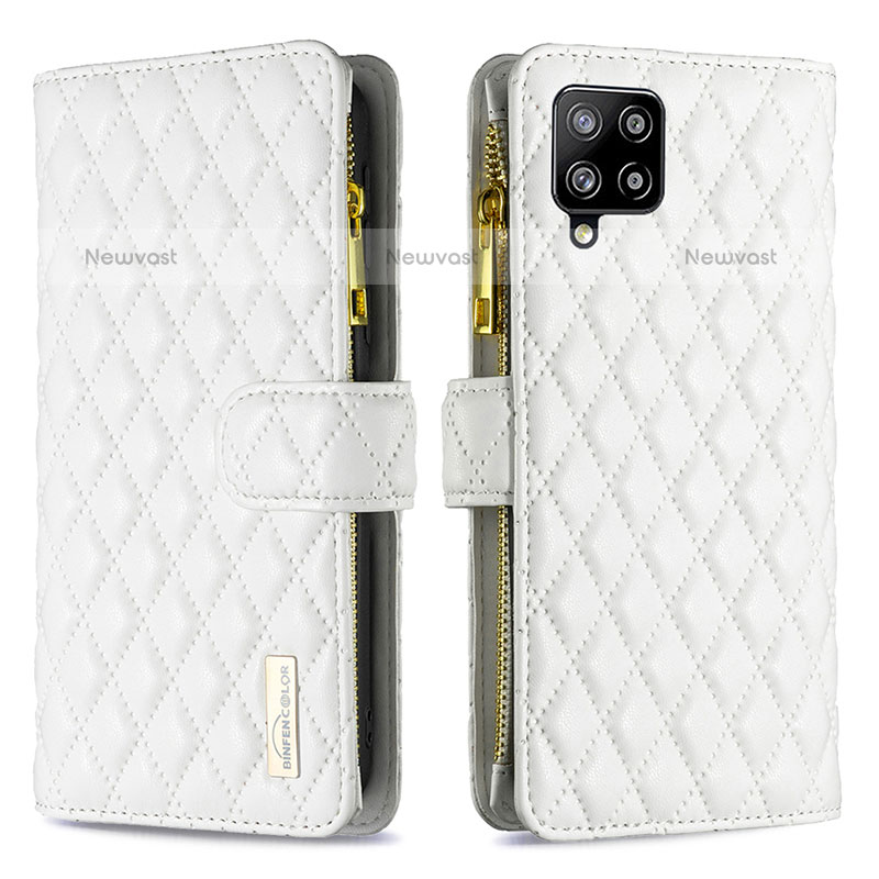 Leather Case Stands Flip Cover Holder B12F for Samsung Galaxy A42 5G White