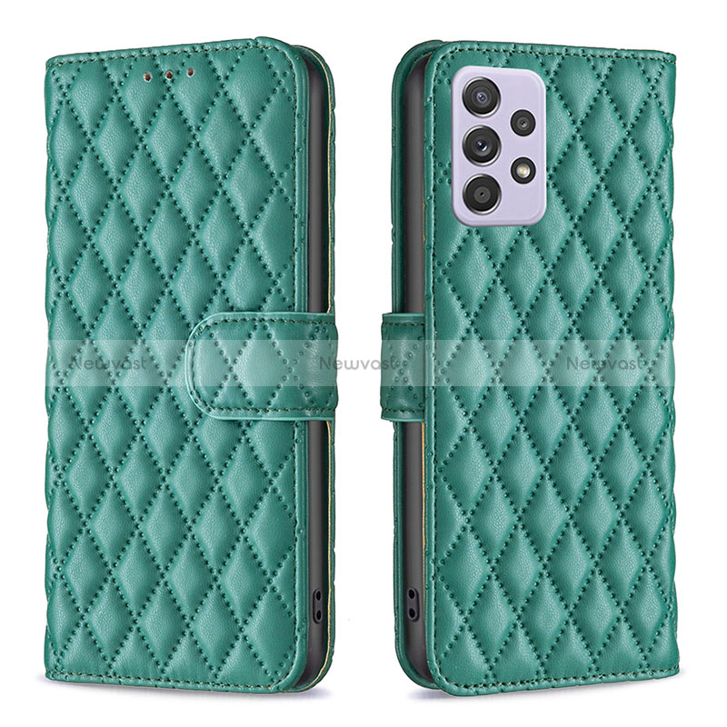 Leather Case Stands Flip Cover Holder B12F for Samsung Galaxy A52 4G Green